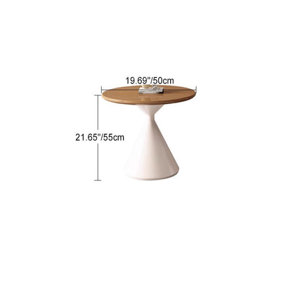 Mesa Auxiliar Moderna Minimalista Redonda de Cono de Madera y Acero de 1 Nivel para Sala de Estar 