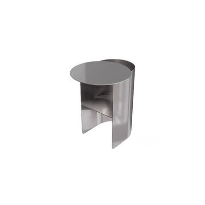 Mesa Auxiliar Moderna Minimalista Redonda Rectangular en Forma de T de Hierro y Acero Inoxidable con 1 Almacenamiento para Dormitorio 