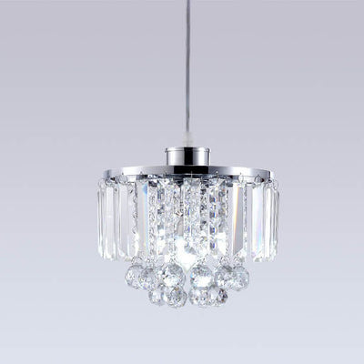 Nordic Light Luxury Round Iron Crystal String 1-Light Pendant Light