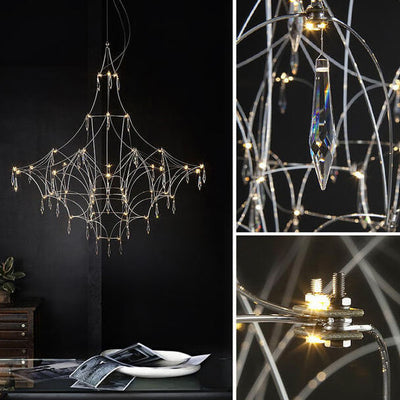 Nordic Light Luxury Firefly Geometric Stainless Steel LED Chandelier