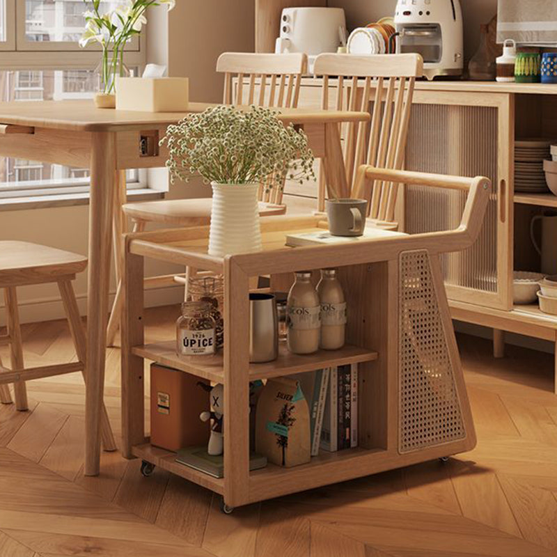 Zeitgenössischer Retro Massivholz Beweglicher Multifunktionaler Lagerung Beistelltisch 3-stufig Für Wohnzimmer 