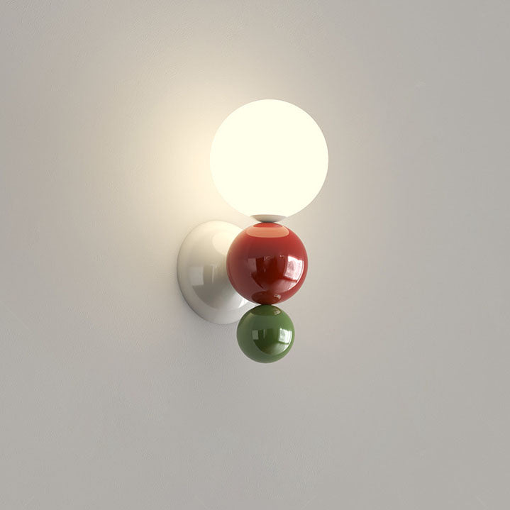 Lámpara de Aplique de Pared de 1 Luz de Hierro de Plástico en Forma de Perla Estilo Crema Francesa 
