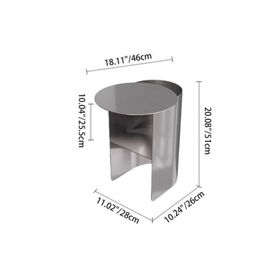 Mesa Auxiliar Moderna Minimalista Redonda Rectangular en Forma de T de Hierro y Acero Inoxidable con 1 Almacenamiento para Dormitorio 
