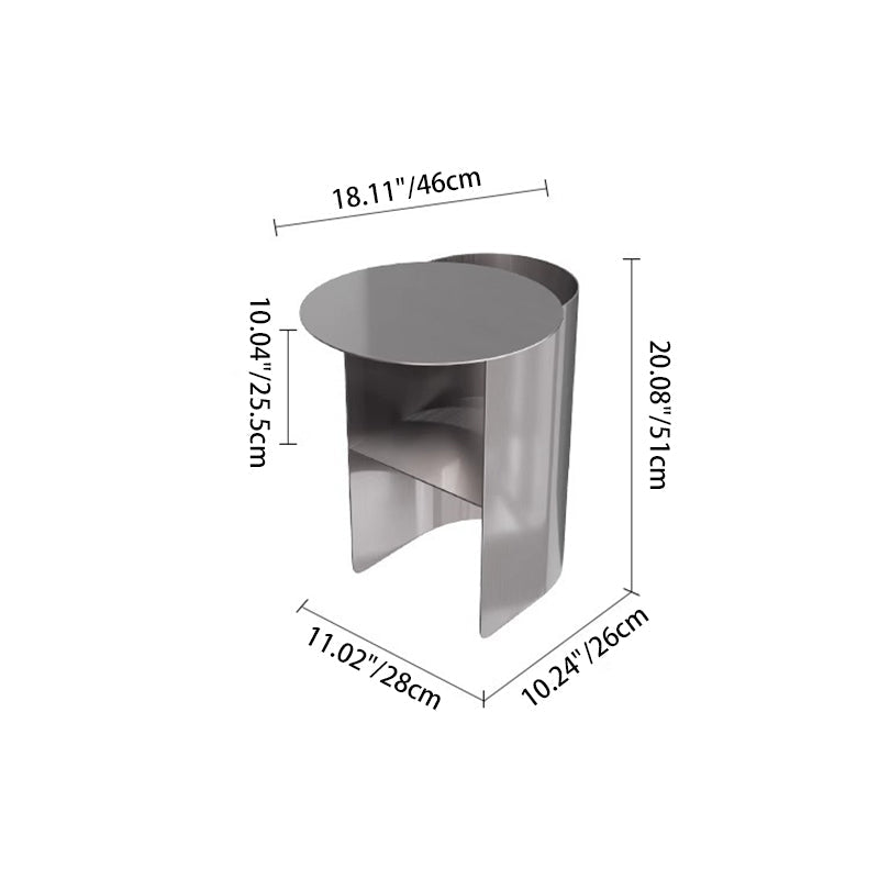Mesa Auxiliar Moderna Minimalista Redonda Rectangular en Forma de T de Hierro y Acero Inoxidable con 1 Almacenamiento para Dormitorio 