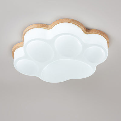Plafonnier LED en acrylique en forme de patte de chat minimaliste moderne en bois de caoutchouc pour chambre 