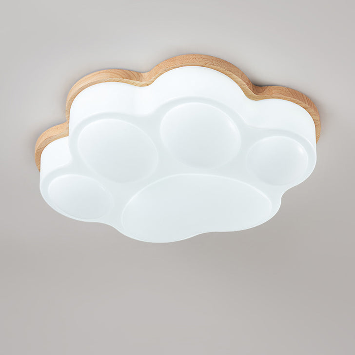 Plafonnier LED en acrylique en forme de patte de chat minimaliste moderne en bois de caoutchouc pour chambre 