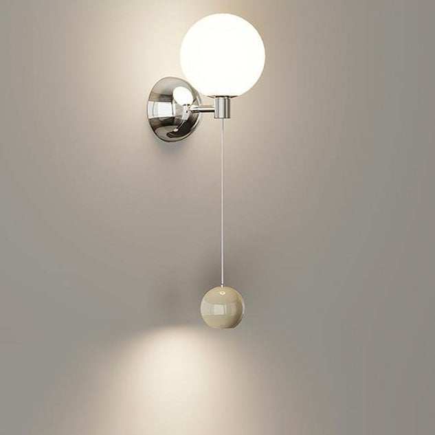 Zeitgenössische Einfachheit Glas Schatten Eisen Ball LED Wand Leuchte Lampe Für Schlafzimmer 