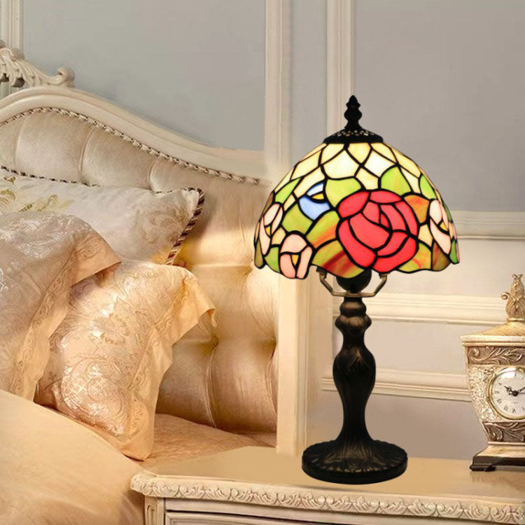 Traditional Tiffany Resin Glass Umbrella Shape 1-Light Table Lamp For Bedroom