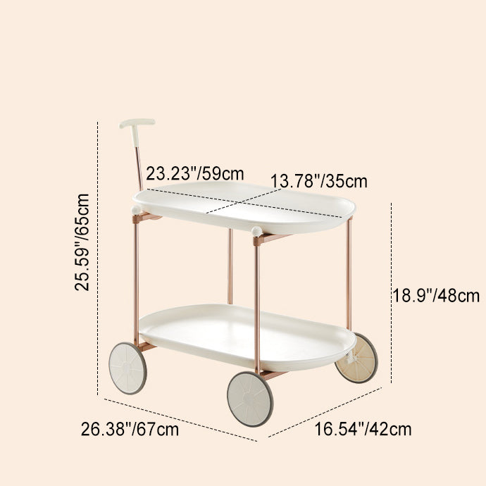 Zeitgenössischer nordischer ovaler runder ABS-Aluminium-Beistelltisch 2-stufig für das Wohnzimmer 