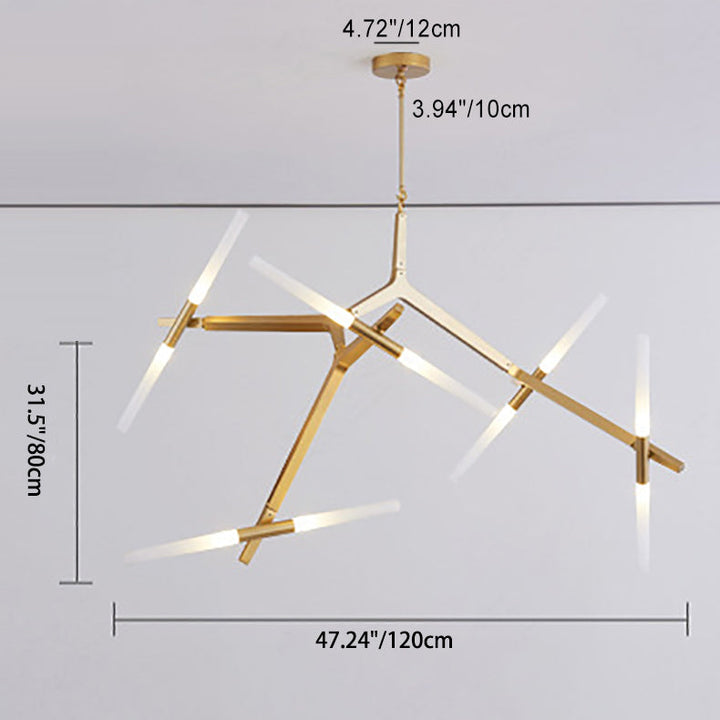 Lustre moderne minimaliste en alliage dendritique fer acrylique 10/16 lumières pour salon 