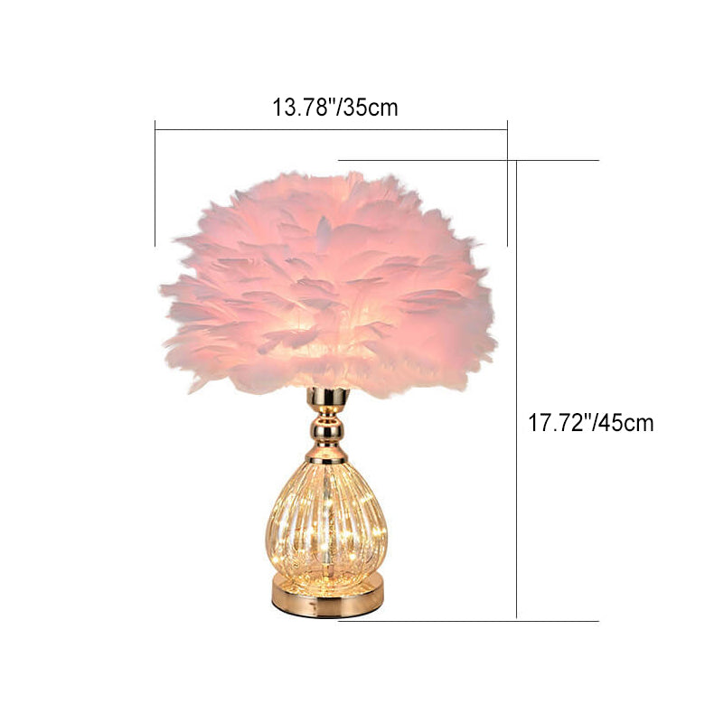 Modern Creative Wrought Iron Feather Vase 1-Light Table Lamp For Bedroom