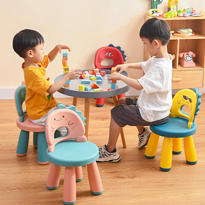 Tabouret rond en plastique pour enfants créatif contemporain avec dossier en forme de dinosaure pour le salon 
