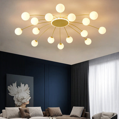 Moderne Luxus Runde Kugel Eisen Glas 10/12/16 Licht Semi-Flush Mount Deckenleuchte für Wohnzimmer 