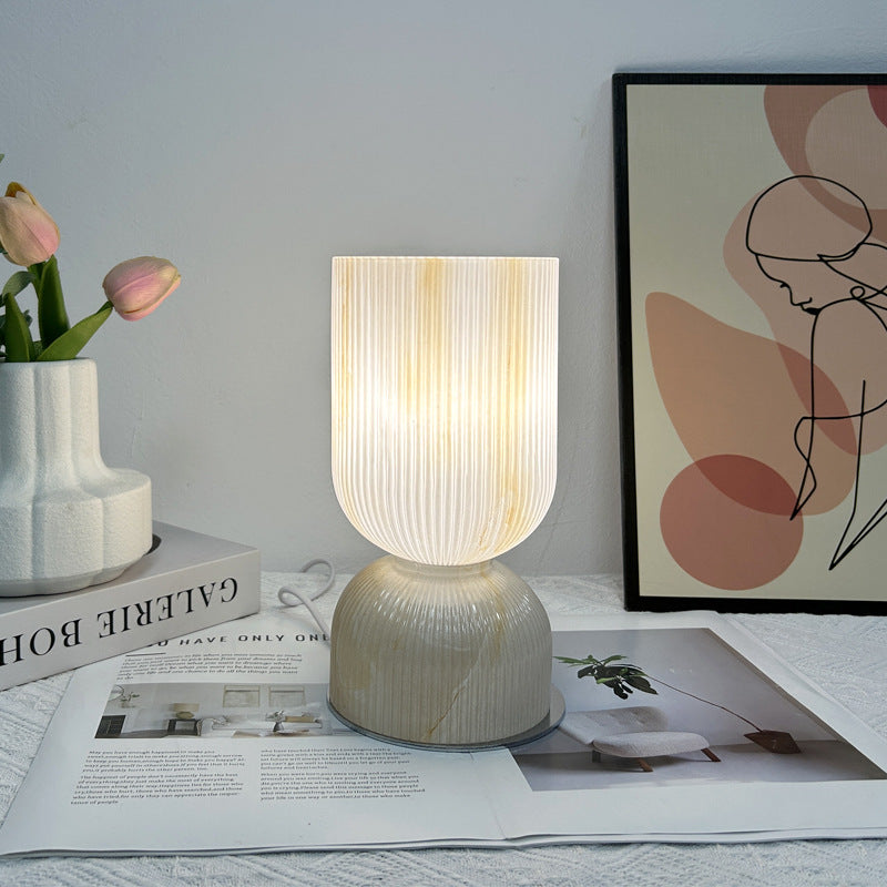 Lampe de table moderne minimaliste en verre cylindre avec entonnoir 1 lumière pour chambre 