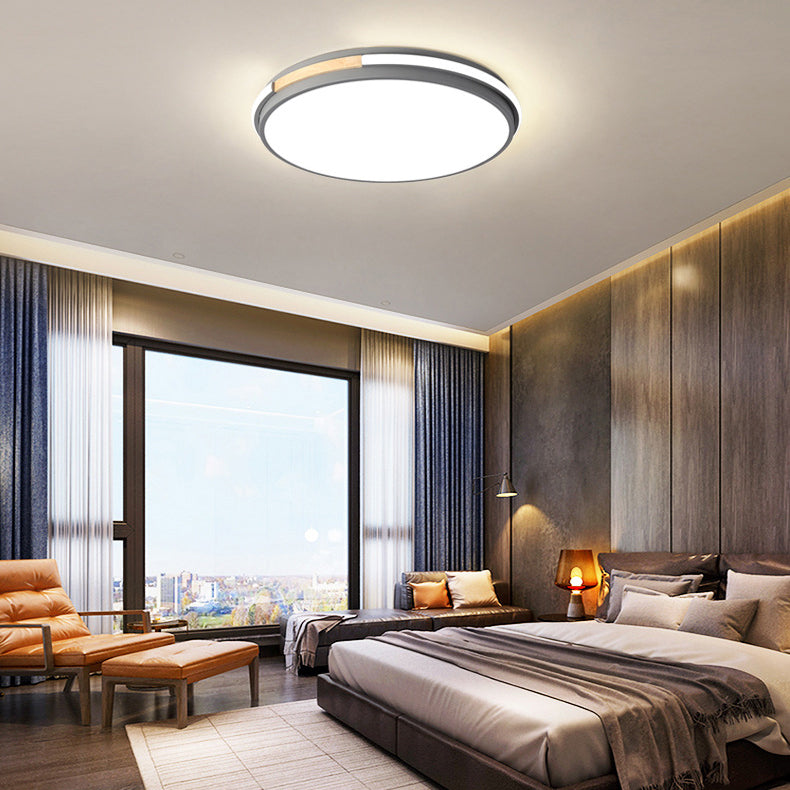 Plafonnier LED rond minimaliste moderne en fer et acrylique pour chambre 