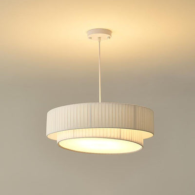 Contemporary Scandinavian Round Iron Acrylic Fabric 4/5 Light Pendant Light For Living Room