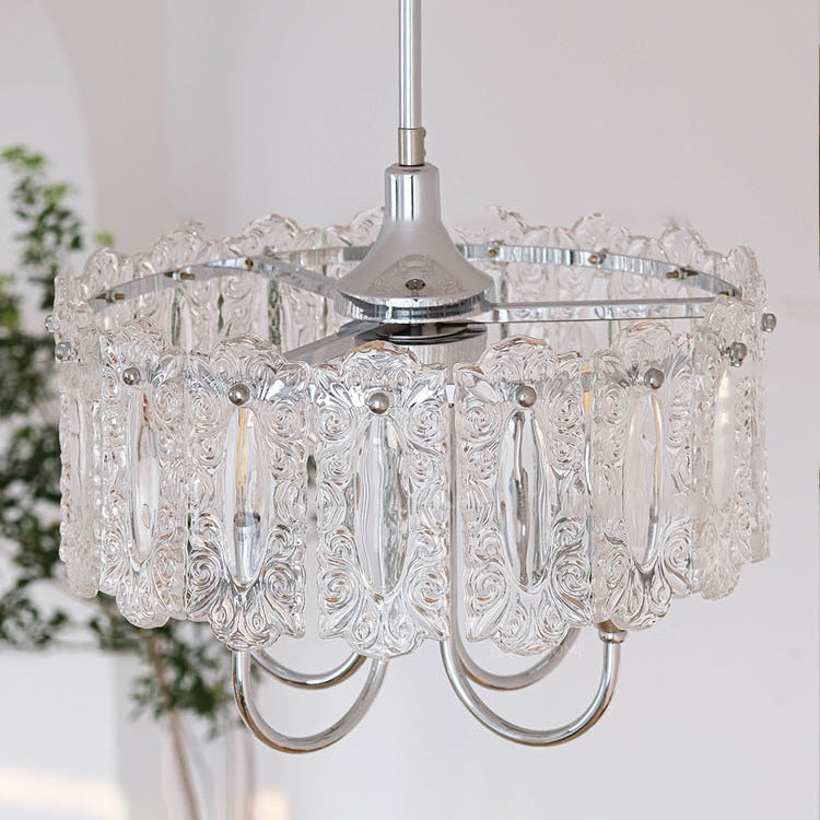 Porte-bougie rond en verre et fer traditionnel français 4/5/6 Lumières Lustres pour chambre 