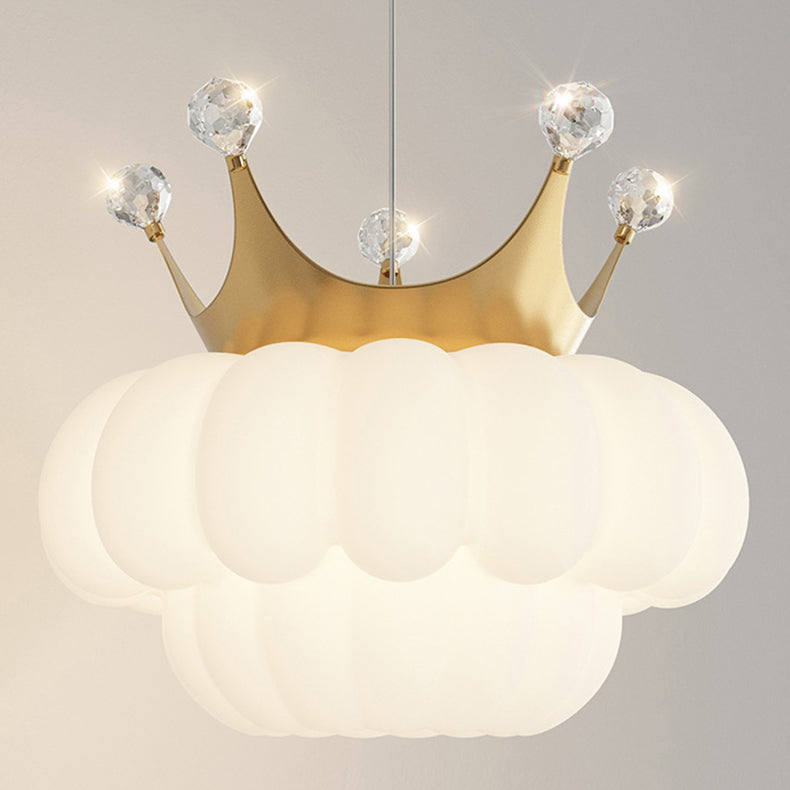 Lámpara colgante LED de cristal con corona de nube creativa contemporánea para dormitorio 