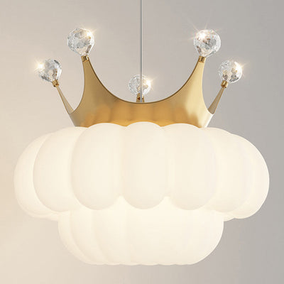 مصباح معلق من الكريستال LED للأطفال المعاصرين بتصميم سحابة وتاج حديدي لغرفة النوم 