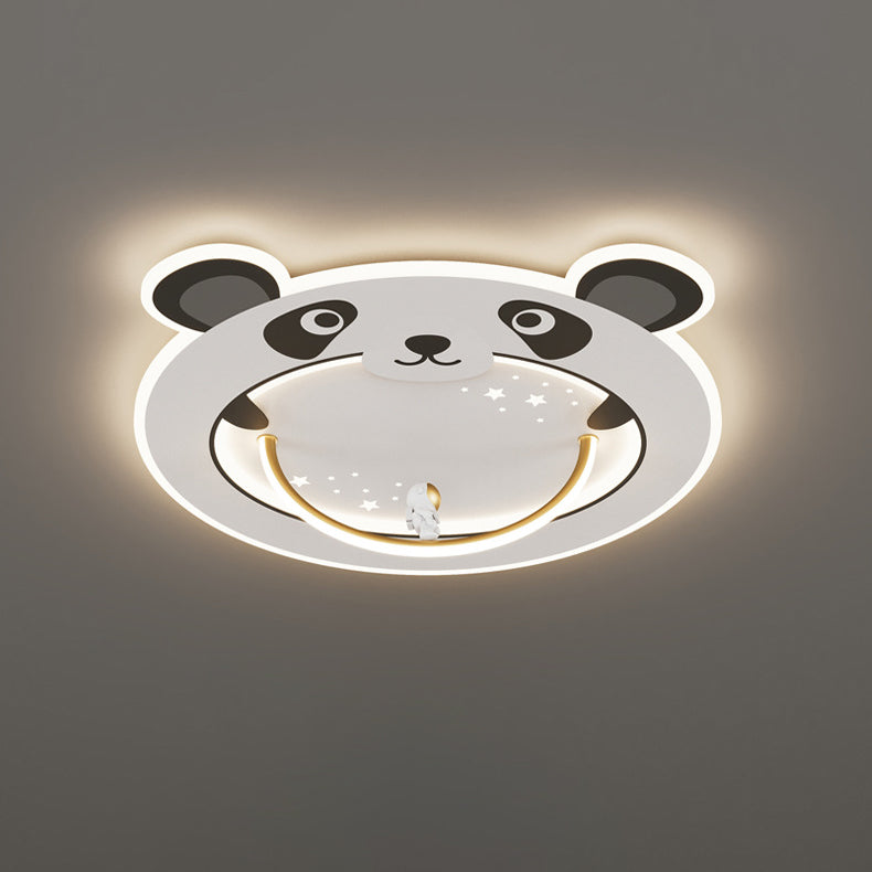 Lumière de plafond LED encastrée ronde en aluminium acrylique pour enfants Art déco moderne avec pingouin, panda, lion, mouton pour chambre 