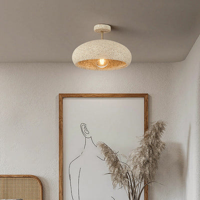 Moderne minimalistische ovale Gips-Eisen 1-Licht Semi-Flush-Montage Deckenleuchte 