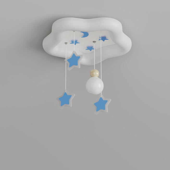 Plafonnier LED en fer acrylique avec pentagramme crème moderne Art déco et lune pour salon 