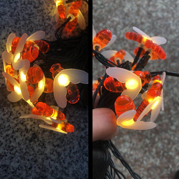 Lumière de chaîne extérieure LED en plastique étanche Art déco moderne abeilles solaires pour décoration de jardin 