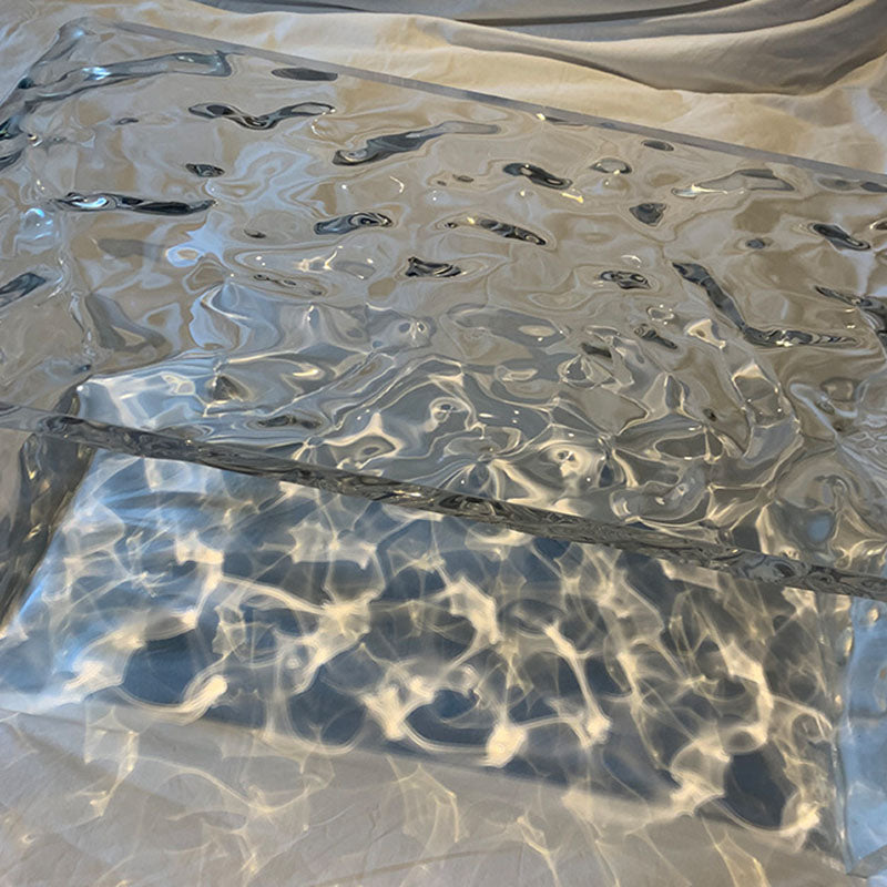 Zeitgenössischer nordischer quadratischer rechteckiger Ripple C-förmiger Beistelltisch eingebettet für das Wohnzimmer 