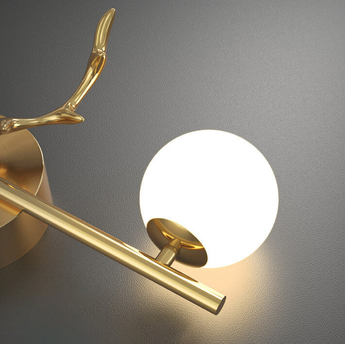 Lámpara de Aplique de Pared de 1 Luz de Vidrio y Latón Completo de Lujo Moderno con Astas 