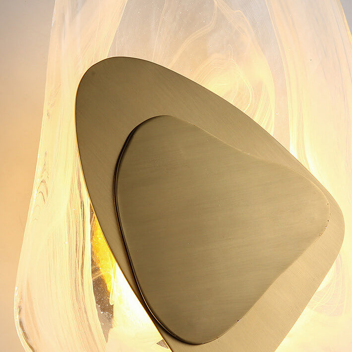 Modern Art Deco Irregular Oval Glass Iron LED Wall Sconce Lamp For Living Room
