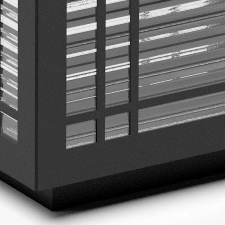 Luz de Poste de Cabeza de 1 Luz de Vidrio de Aluminio Cuadrado Chino Tradicional para Jardín 