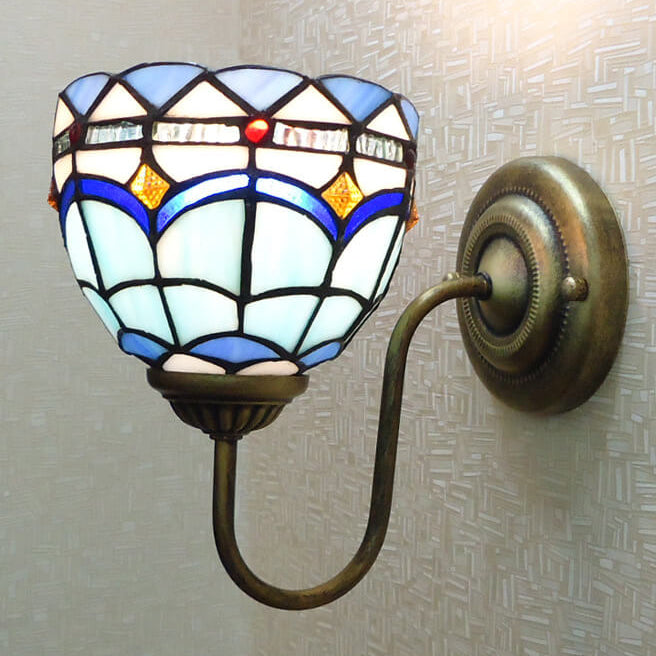 Tiffany Creative Resin Glass Flower Shape 1-Light Wall Sconce Lamp