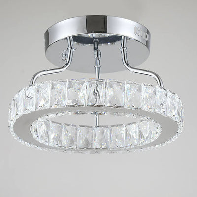 Modern Classic Crystal Round Chrome LED Semi-Flush Mount Ceiling Light