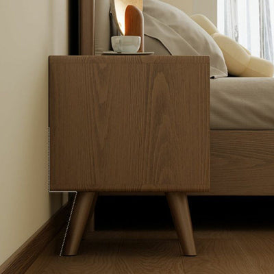 Table de nuit carrée en bois de caoutchouc moderne avec 1/2 tiroir pour chevet 
