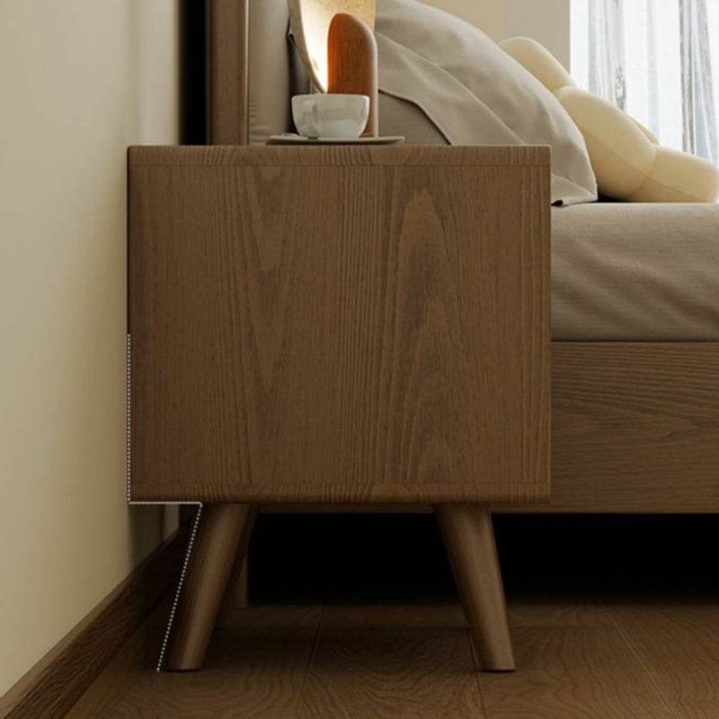 Table de nuit carrée en bois de caoutchouc moderne avec 1/2 tiroir pour chevet 
