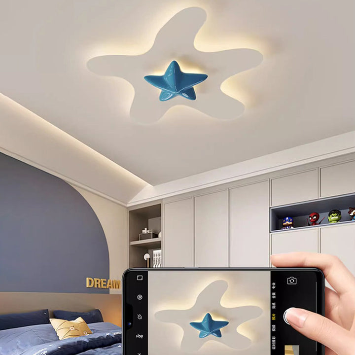 Plafonnier LED en résine avec étoile en fer de simplicité moderne pour chambre à coucher 