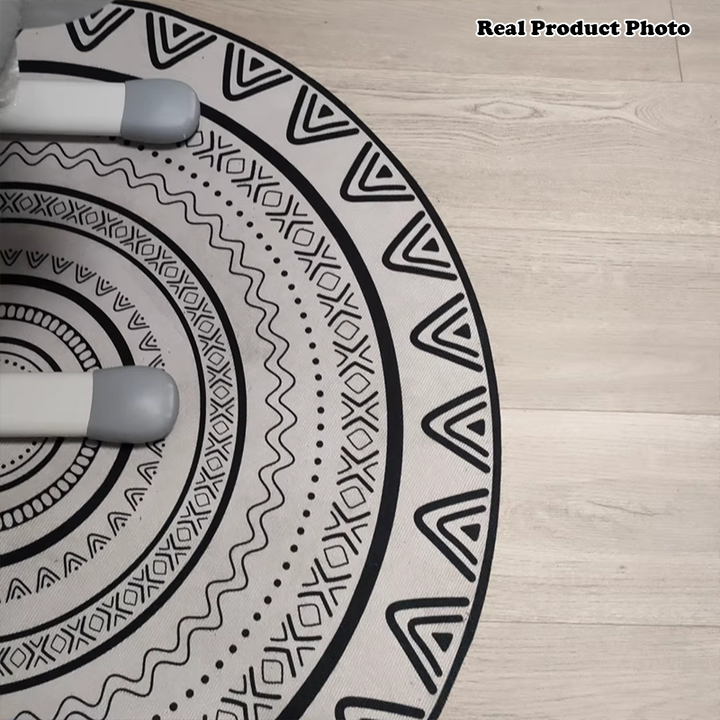 Traditional Japanese Round Polyester Dotted Plastic Non-Woven Fabric Non-Slip Rug For Living Room