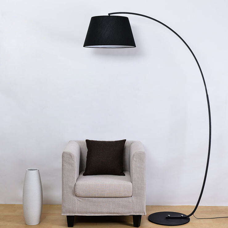 Lámpara de pie moderna de lujo ligero de hierro forjado con cilindro curvado de 1 luz 