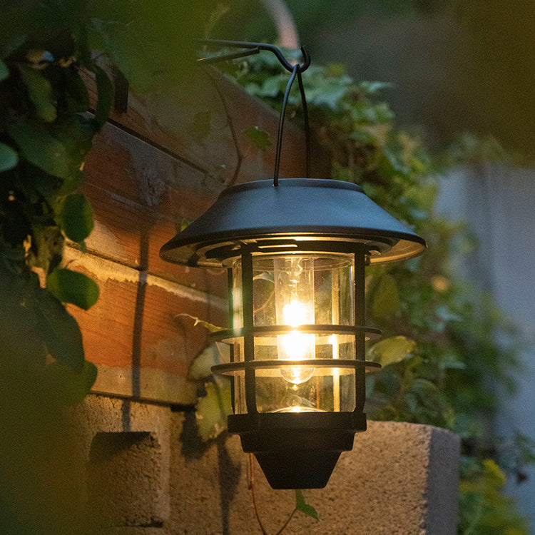 Zeitgenössische Retro Solar wasserdichte Aluminium Glas Laterne Zylinder 1-Licht hängen Wandleuchte Lampe für Terrasse 