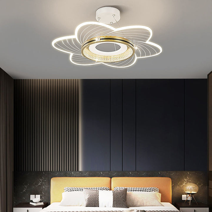 Lustre LED en acrylique cristal contemporain de luxe avec abat-jour tourbillon pour chambre 