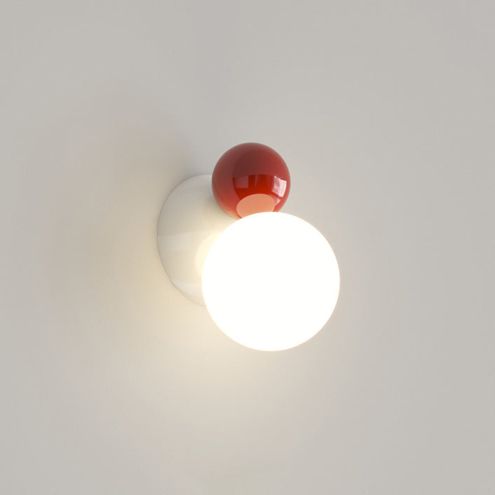 Lampe murale à une lumière en fer et plastique sphérique minimaliste moderne pour chambre 