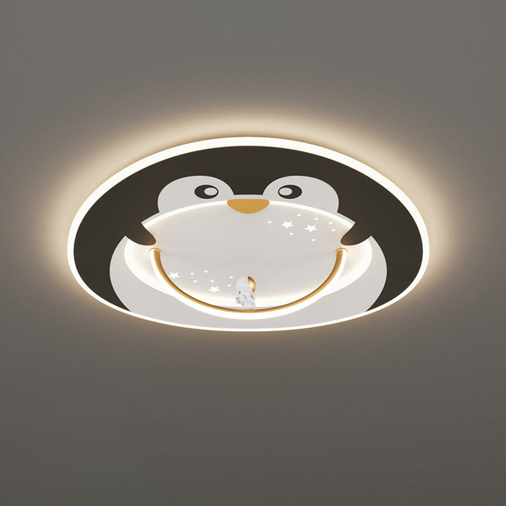 Moderne Art Deco Kinder Aluminium Acryl Pinguin Panda Löwe Schaf Runde LED Unterputz Deckenleuchte für Schlafzimmer 