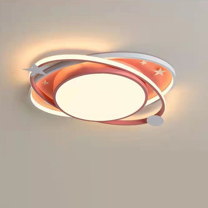 Moderno Arte Deco Noche Estrellada Redondo Ovalado Acrílico Aluminio LED Luz de Techo Empotrada Para Dormitorio 