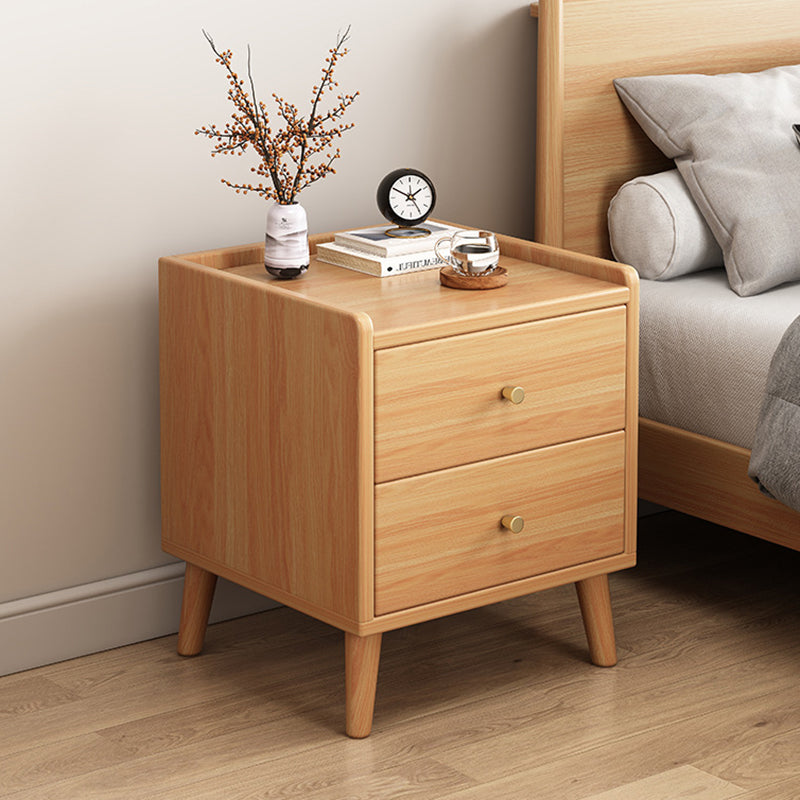 Table de nuit rectangulaire en bois de densité traditionnelle chinoise à 2 tiroirs pour chambre 