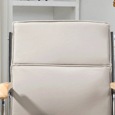 Moderner minimalistischer quadratischer gepolsterter PU-Leder-Schreibtischstuhl aus Edelstahl mit Rückenlehne und Armlehne für das Home Office 