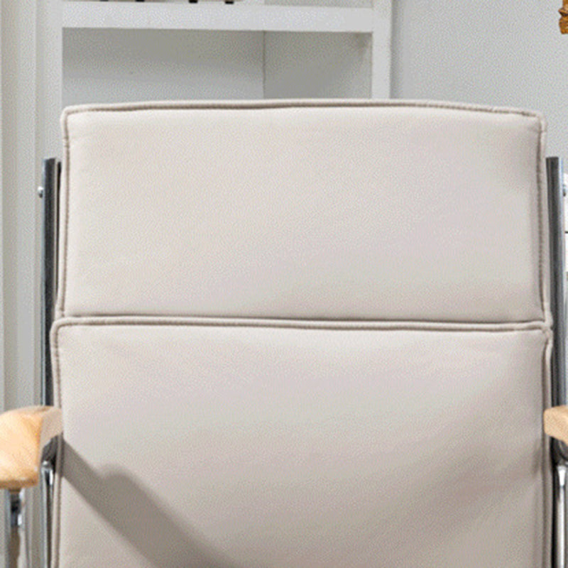 Moderner minimalistischer quadratischer gepolsterter PU-Leder-Schreibtischstuhl aus Edelstahl mit Rückenlehne und Armlehne für das Home Office 
