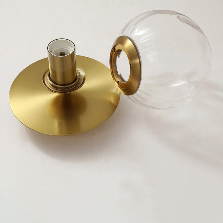 Zeitgenössische skandinavische runde Ball-Eisen-Hydrographie-Glas 1-Licht Semi-Flush-Montage-Deckenleuchte für Wohnzimmer 