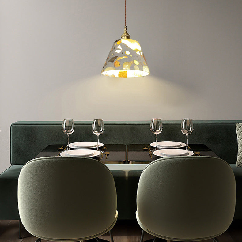 Moderne minimalistische runde Halbkugel Zement Massivholz 1-Licht Pendelleuchte für Schlafzimmer