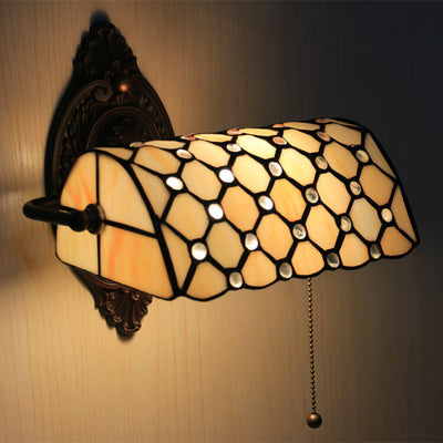 Tiffany Lucite Beads Stained Glass 1-Light Wall Sconce Lamp