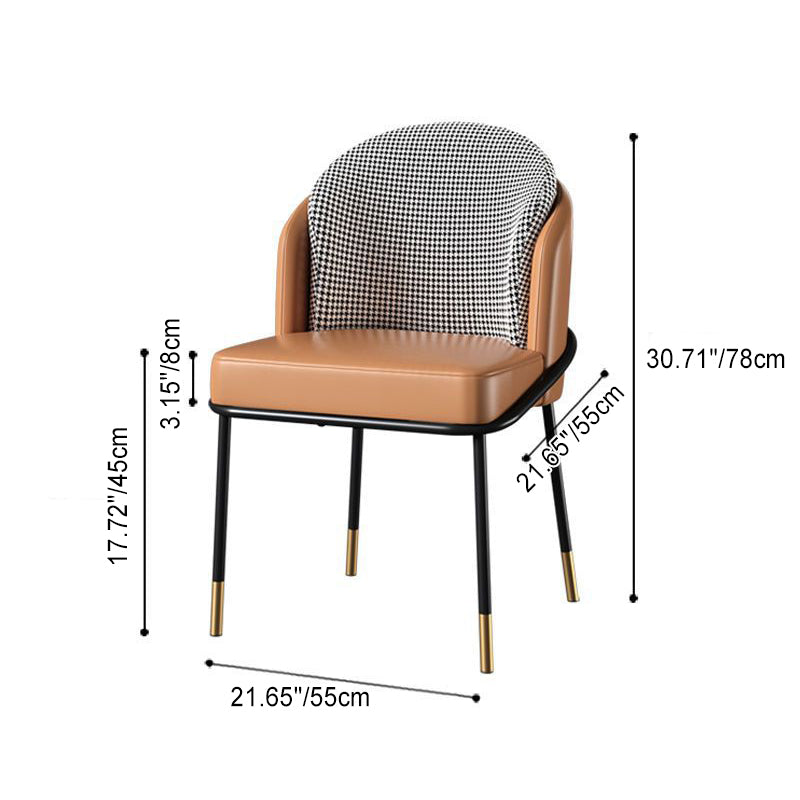 Contemporary Nordic PU Leather Fabric Iron Sponge Square Wraparound Dining Chair Backrest For Living Room